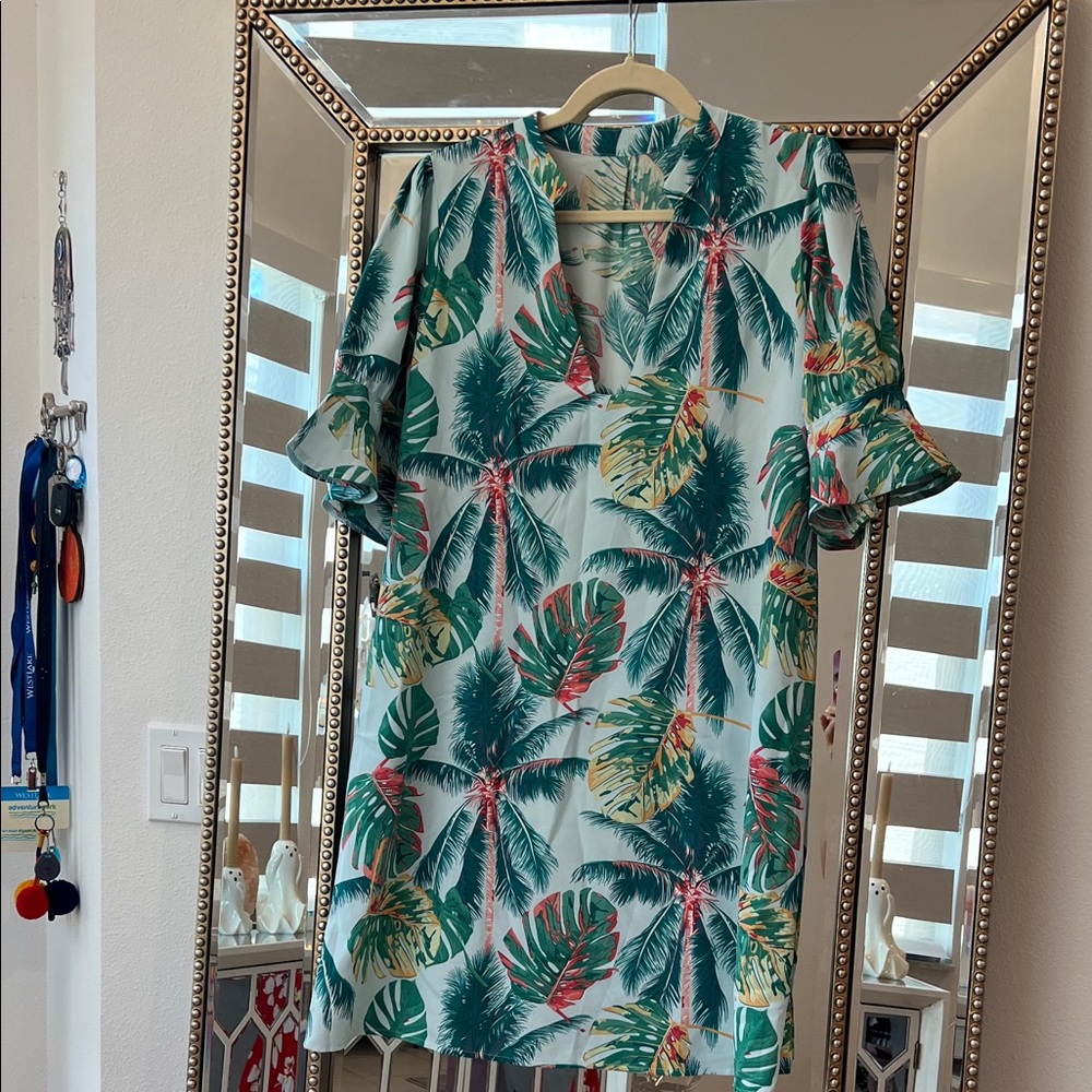 Vibrant Tropical Print Mini Dress